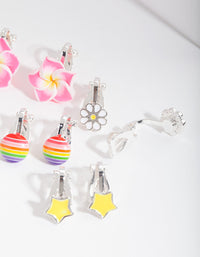 Kids Fruity Flower Clip-On Earring Pack - link has visual effect only
