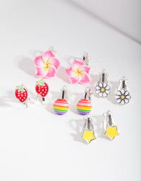 Kids Fruity Flower Clip-On Earring Pack - link has visual effect only