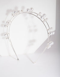 Zilveren parel dubbele rij hoofdband - link has visual effect only