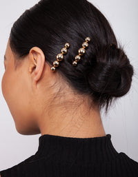 Gold Bead Hair Clip 3 Pack - link has visual effect only