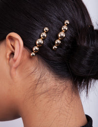 Gold Bead Hair Clip 3 Pack - link has visual effect only