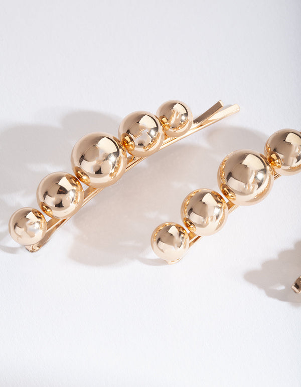 Gold Bead Hair Clip 3 Pack