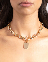 Thick Gold Chain Pendant Necklace - link has visual effect only