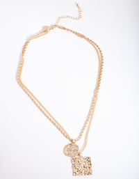 Gold Textured Pendant Necklace Duo - link has visual effect only