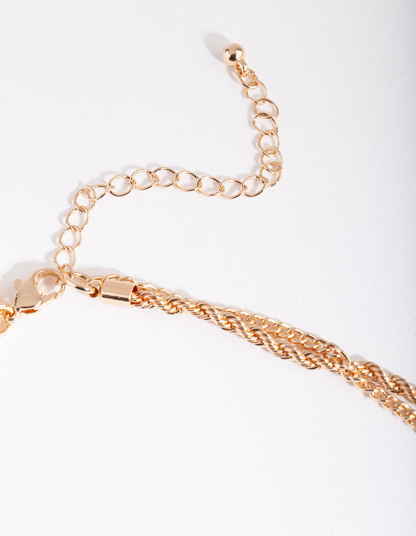 Gold Textured Pendant Necklace Duo