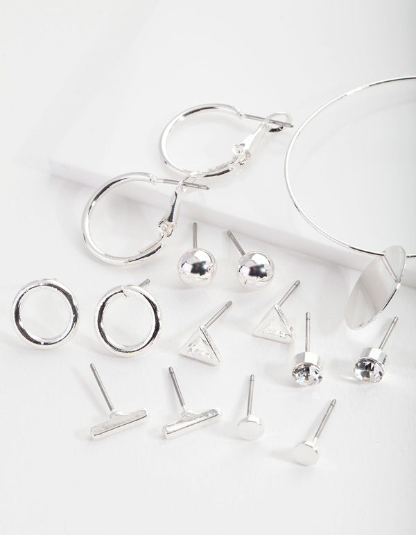 Silver Circle Earring 8 Pack