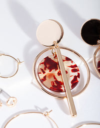 Mix of Red and Gold Acrylic and Tassel Hoop And Stud Earring 6 Pack - link has visual effect only