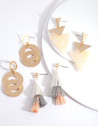 Gold Triple Tassel Drop Ear Pack - link has visual effect only