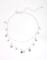 Silver Essential Two Row Star Choker Necklace - link has visual effect only