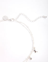 Silver Essential Two Row Star Choker Necklace - link has visual effect only