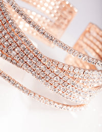 Brede gelaagde manchet met roségouden diamantjes - link has visual effect only