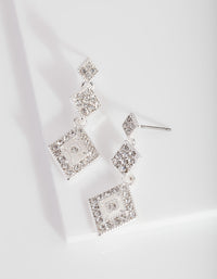Silver Triple Drop Diamante Earrings - link has visual effect only
