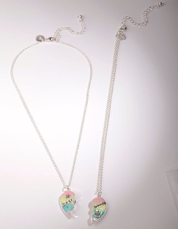 Kids Silver BFF Heart Necklace