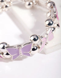 Kids Silver Enamel Butterfly Stretch Bracelet and Ring Pack - link has visual effect only