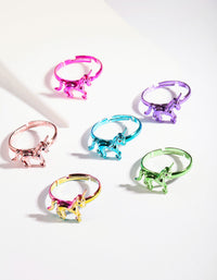 Kids Coated Metal Unicorn Ring 6 Pack - link has visual effect only