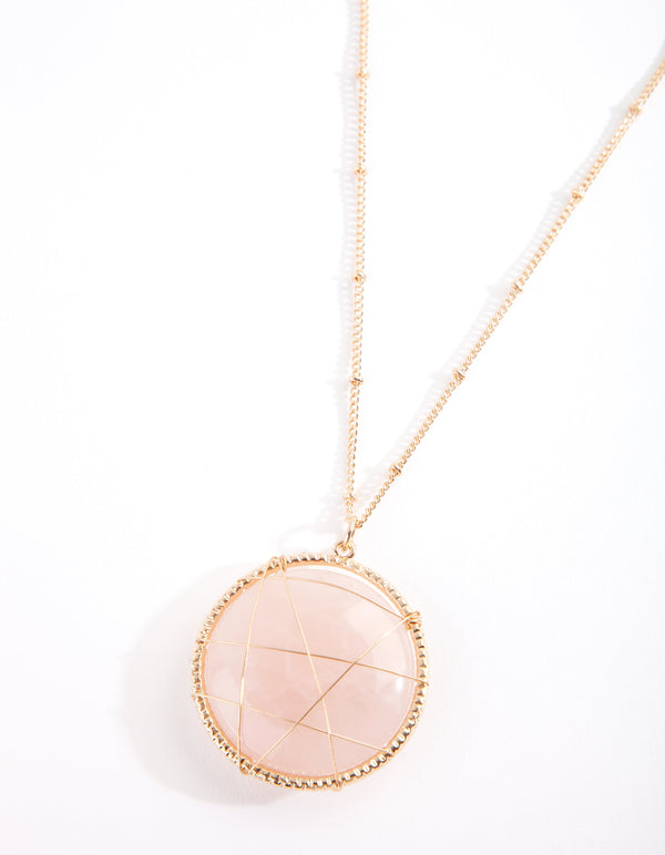 Long Caged Stone Necklace