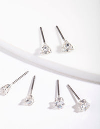 Silver Cubic Zirconia Geo Earring Pack - link has visual effect only