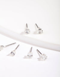 Silver Cubic Zirconia Geo Earring Pack - link has visual effect only