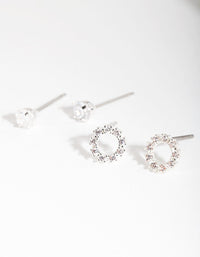 Silver Cubic Zirconia Open Circle Earring 2 Pack - link has visual effect only