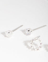 Silver Cubic Zirconia Open Circle Earring 2 Pack - link has visual effect only