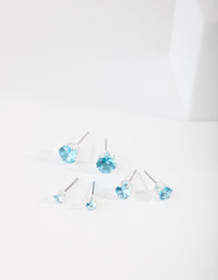 Silver Blue Gradual Stud Earring 3 Pack - link has visual effect only