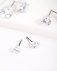 Cubic Zirconia Round Stud Earring 3 Pack - link has visual effect only