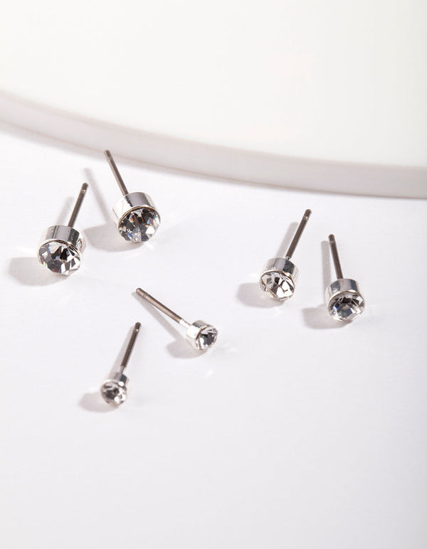 Silver Cubic Zirconia Circle 3 Pack
