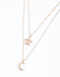 Gold Cubic Zirconia Celestial Necklace - link has visual effect only