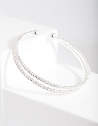 Silver Cubic Zirconia 2 Row Cuff Bracelet - link has visual effect only