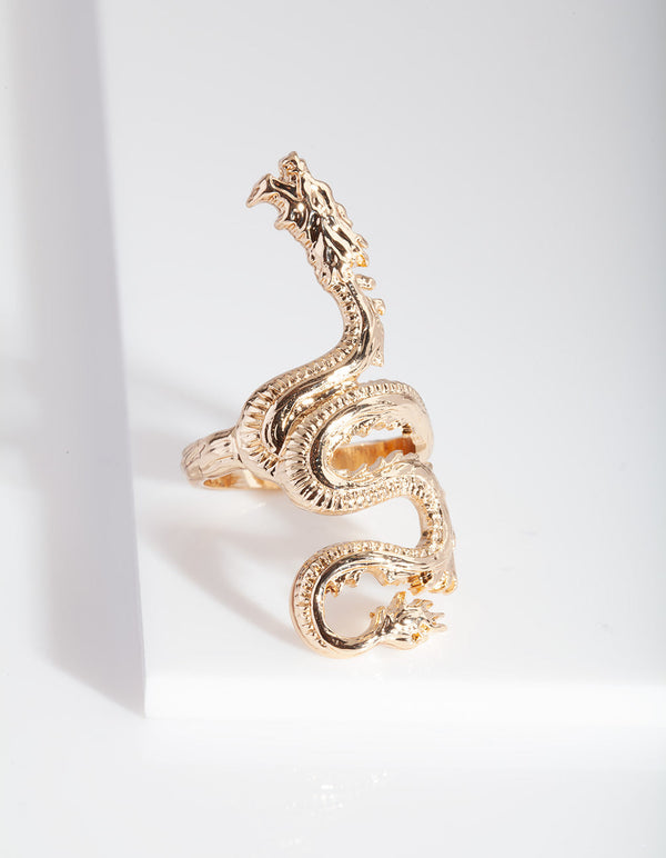 Gold Etched Dragon Ring