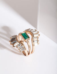 Gold Glam Stone Ring Stack - link has visual effect only