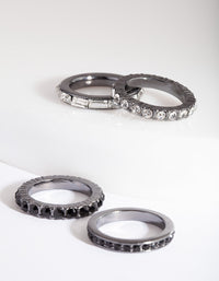 Black Stone Gunmetal Ring Stack - link has visual effect only