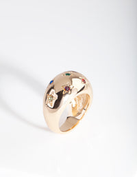Gold Rainbow Diamante Star Ring - link has visual effect only