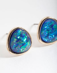 Green Gold Swirling Stone Stud Earrings - link has visual effect only
