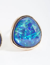 Green Gold Swirling Stone Stud Earrings - link has visual effect only
