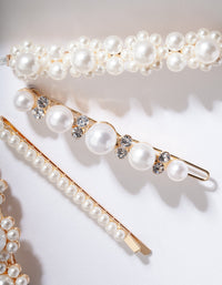 Gold Multi Pearl Diamante Hair Clip Pack - link has visual effect only