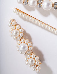 Gold Multi Pearl Diamante Hair Clip Pack - link has visual effect only