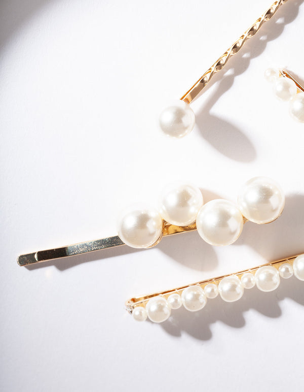 Gold Multi Pearl Pin 4 Pack