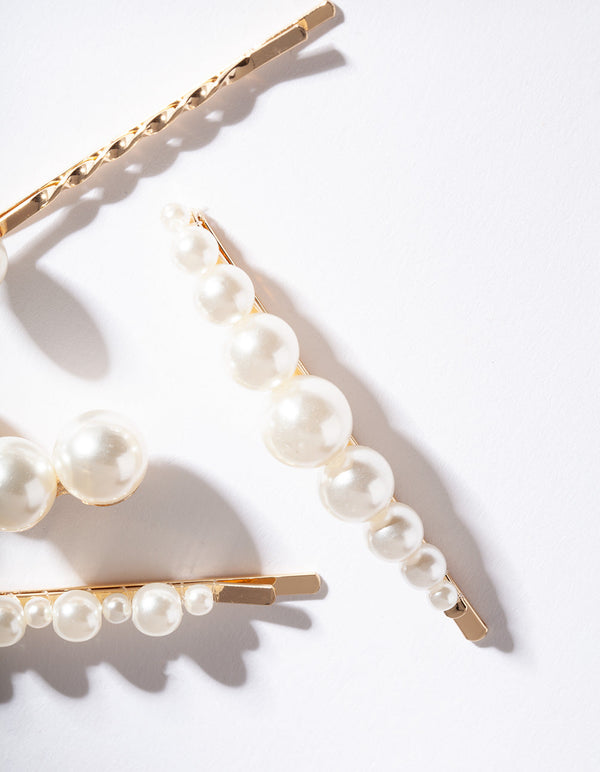 Gold Multi Pearl Pin 4 Pack