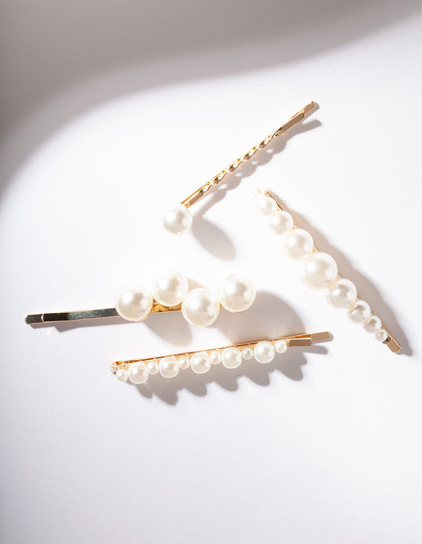 Gold Multi Pearl Pin 4 Pack