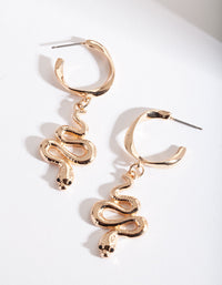 Gouden slang mini hoepel oorbellen - link has visual effect only