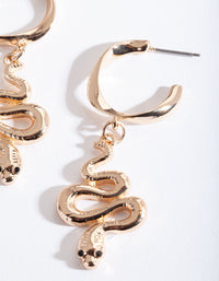 Gouden slang mini hoepel oorbellen - link has visual effect only