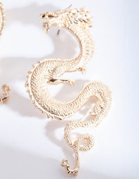 Gold Large Swirl Dragon Earrings - link has visual effect only