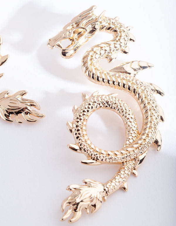 Gold Spiked Dragon Earrings