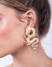 Gold Fire Breathing Dragon Earrings - link has visual effect only