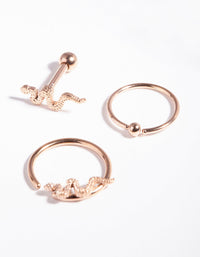 Surgical Steel Rose Gold Snake Earring Pack - link has visual effect only