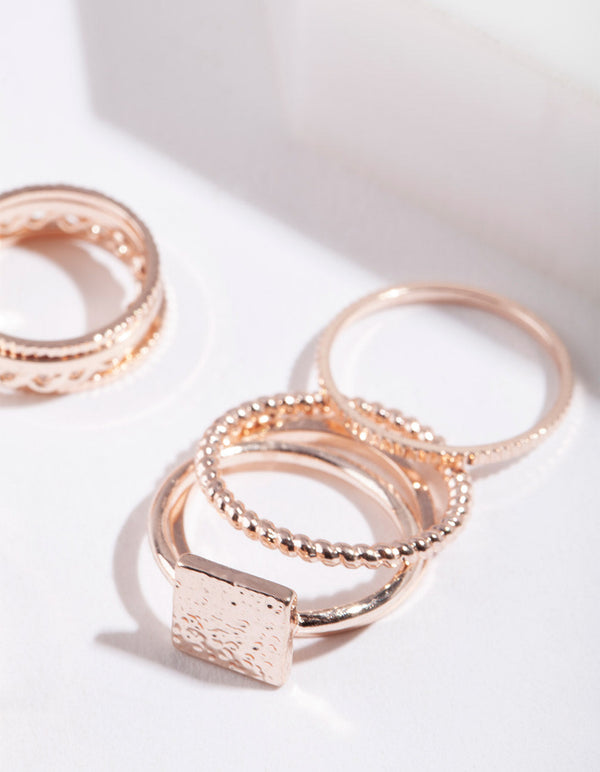 Rose Gold Fine Band Ring Pack