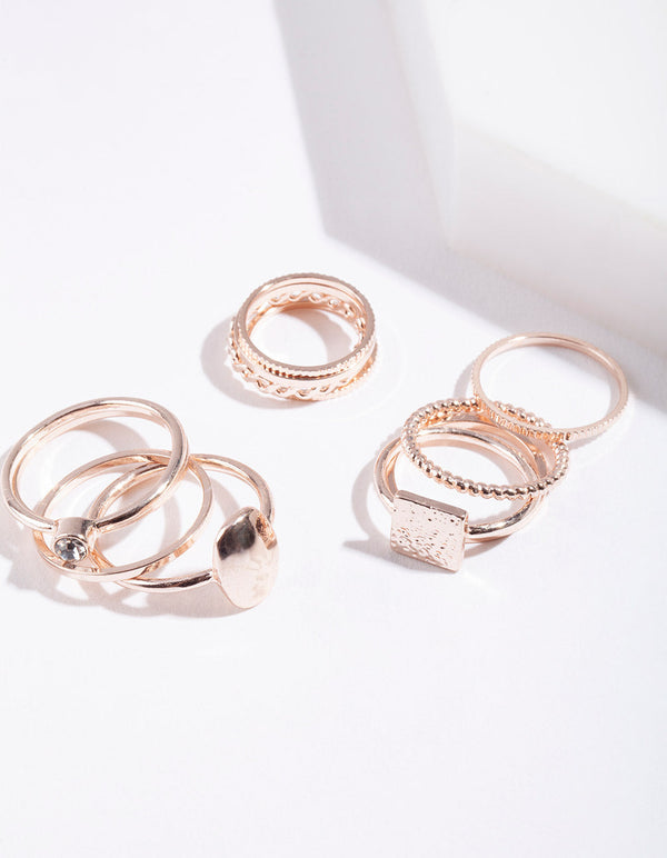 Rose Gold Fine Band Ring Pack