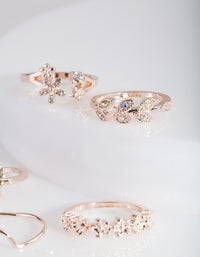 Rose Gold Floral Diamante Ring Pack - link has visual effect only