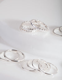 Silver Textured Stack Ring Pack - link has visual effect only